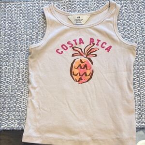 H&M Cream and Pink Graphic Tank Top